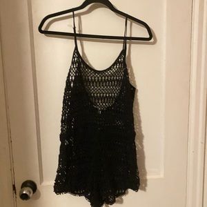 Victorias Secret M Medium CoverUp black beach romper short Jumper cotton crochet